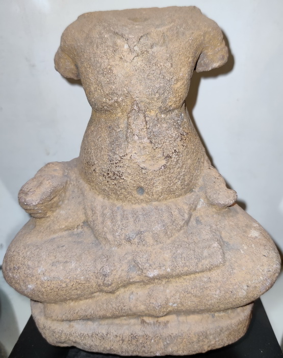 Khmer torso of a sitting figure