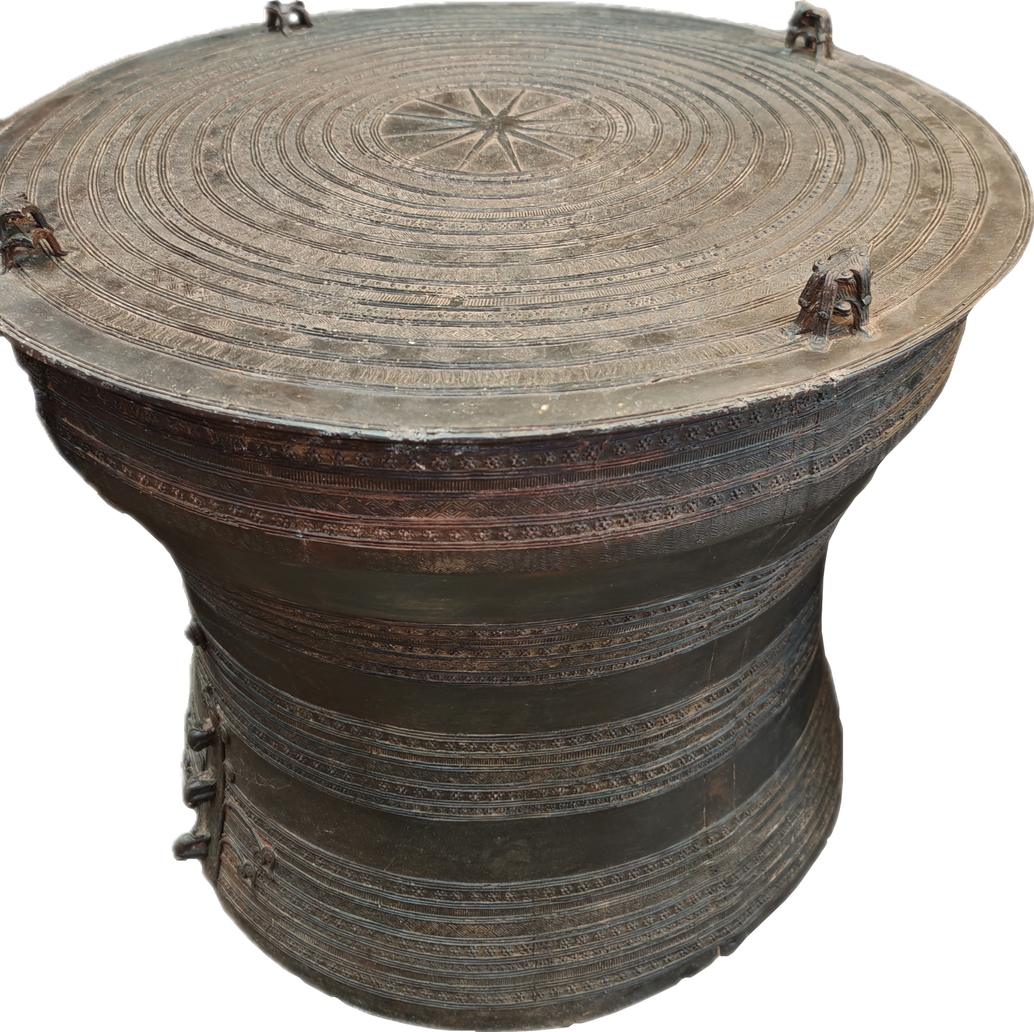 Rain drum, sharp shape, w. frogs